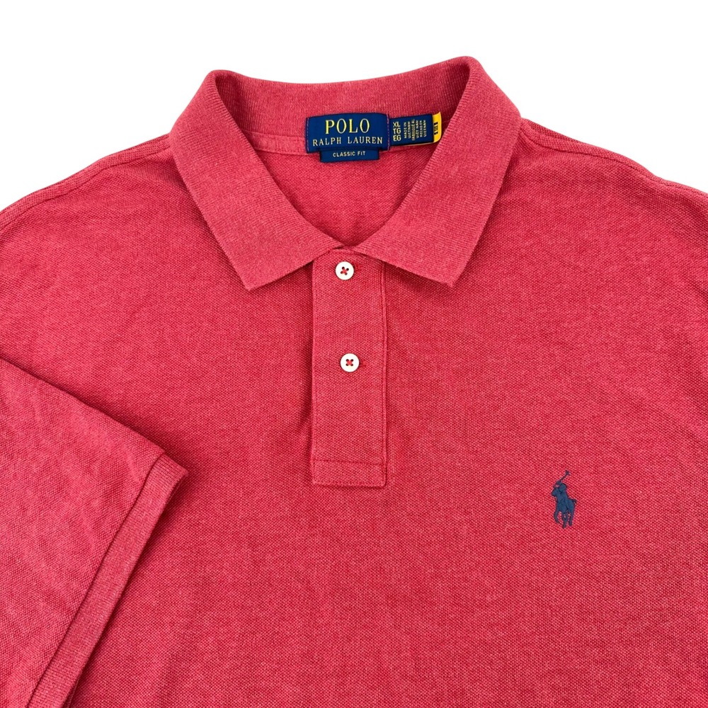 Polo Ralph Lauren Mens XL Classic Fit Heathered Red Cotton Pique Polo Shirt